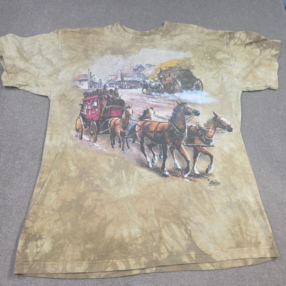 Vintage The Mountain Ted Baylock Pioneer Western Tie Dye Graphic Shirt Size XL